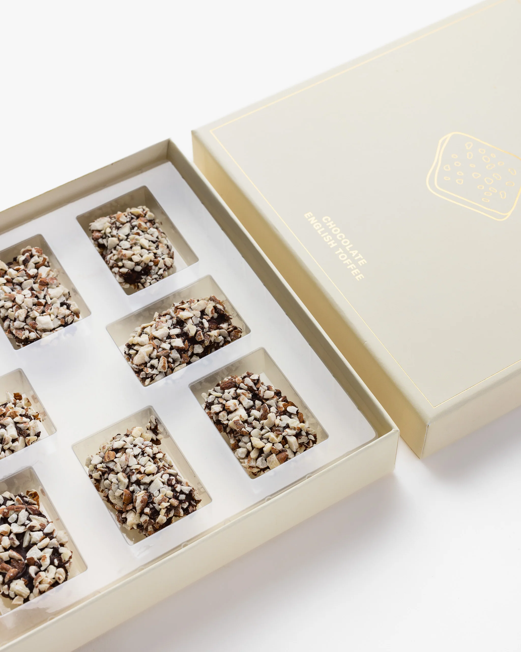 Chocolate Covered English Toffee Gift Box - Cream / Gold - Image 3